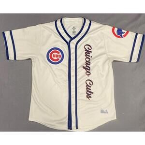 Chicago Cubs Dynasty Series Fan Gear Men’s Jersey L White Full Button MLB Sports